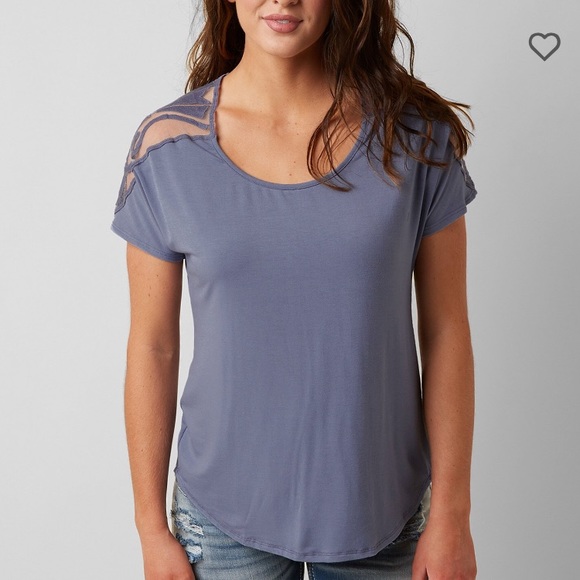 Red by BKE Embroidered mesh split back top - Small - Picture 2 of 6